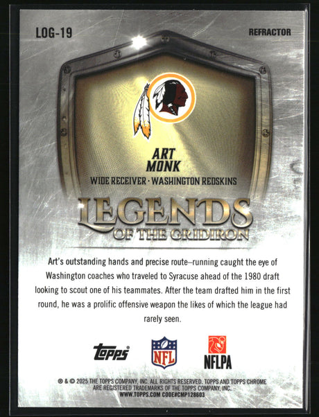 Art Monk 2025 Topps Chrome Football Legends Of The Gridiron Refractor #LOG-19