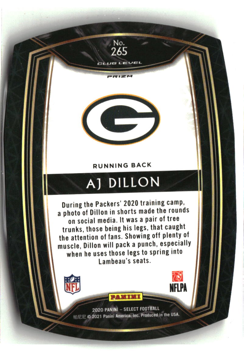 AJ Dillon 2020 Panini Select Maroon Prizm Die Cut #265