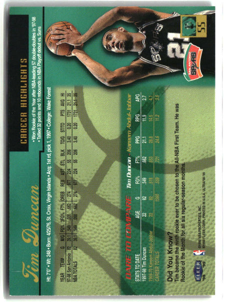 Tim Duncan 1998-99 Ultra #55