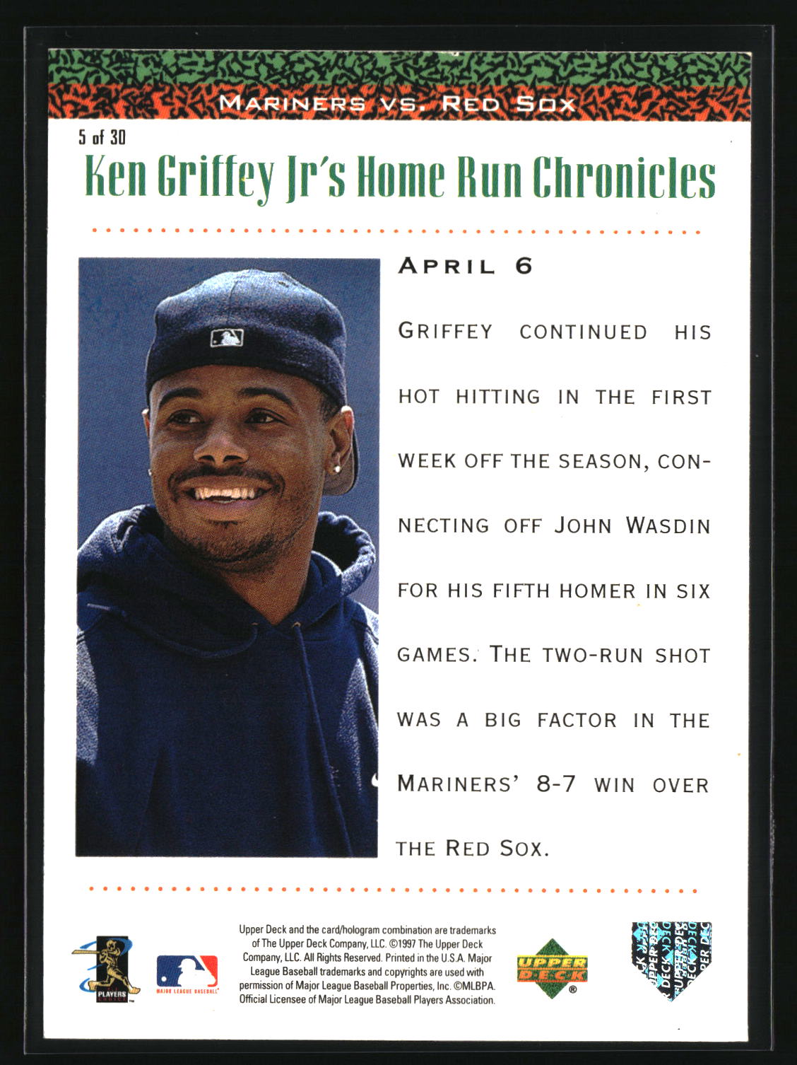 Ken Griffey Jr. 1998 Upper Deck Ken Griffey Jr.'s Home Run Chronicles #5