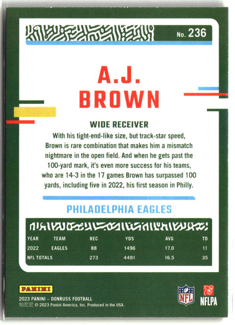 A.J. Brown 2023 Donruss Press Proof Red #236