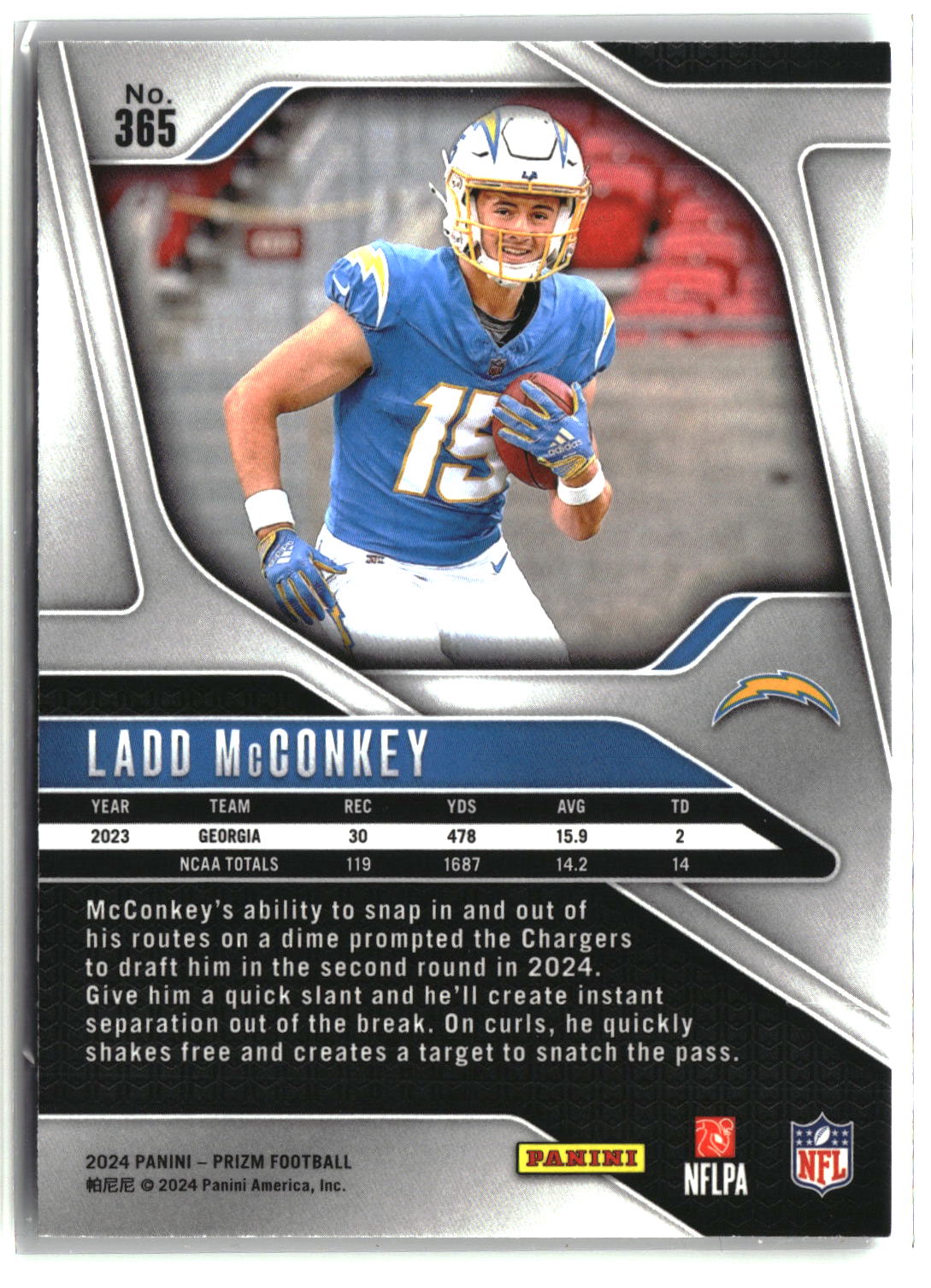 Ladd McConkey 2024 Panini Prizm #365