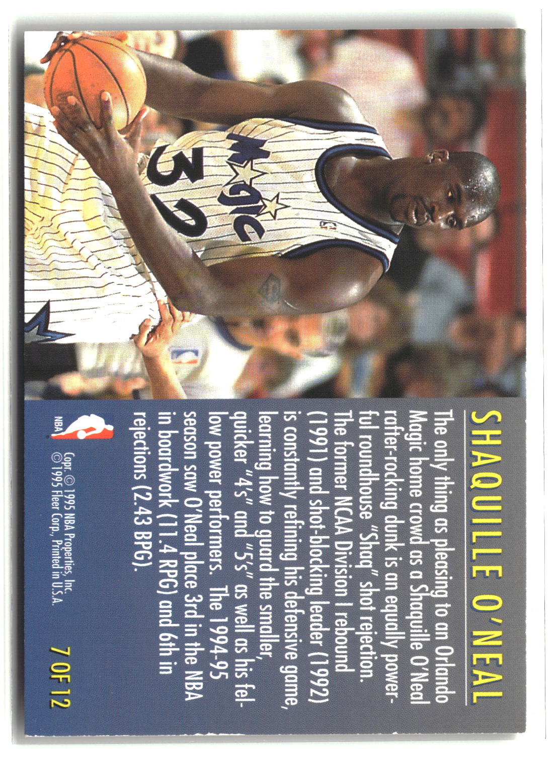 Shaquille O'Neal 1995-96 Fleer Total D #7