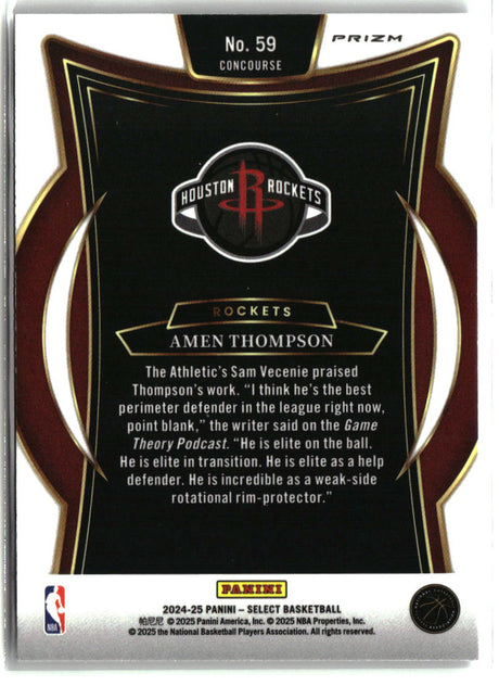Amen Thompson 2024-25 Panini Select Silver Prizm #59