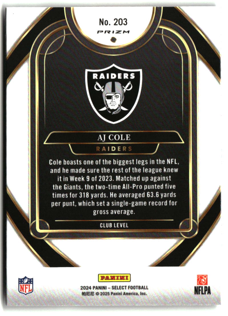 AJ Cole 2024 Panini Select Black & Red Prizm Shock #203