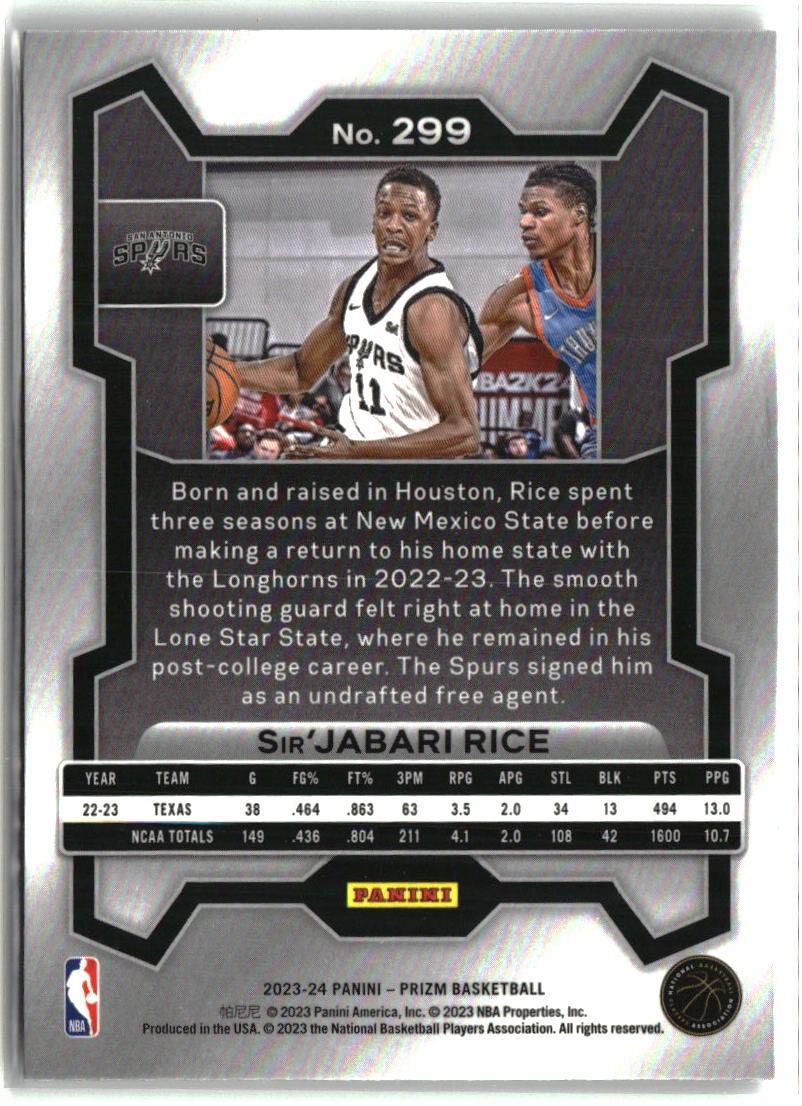 Sir'Jabari Rice 2023-24 Panini Prizm #299