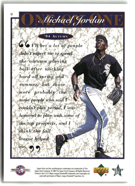 Michael Jordan 1995 Upper Deck Minor League Michael Jordan One On One #9
