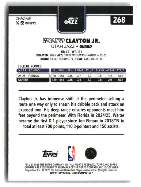 Walter Clayton Jr. 2025-26 Topps Chrome X-Fractor #268