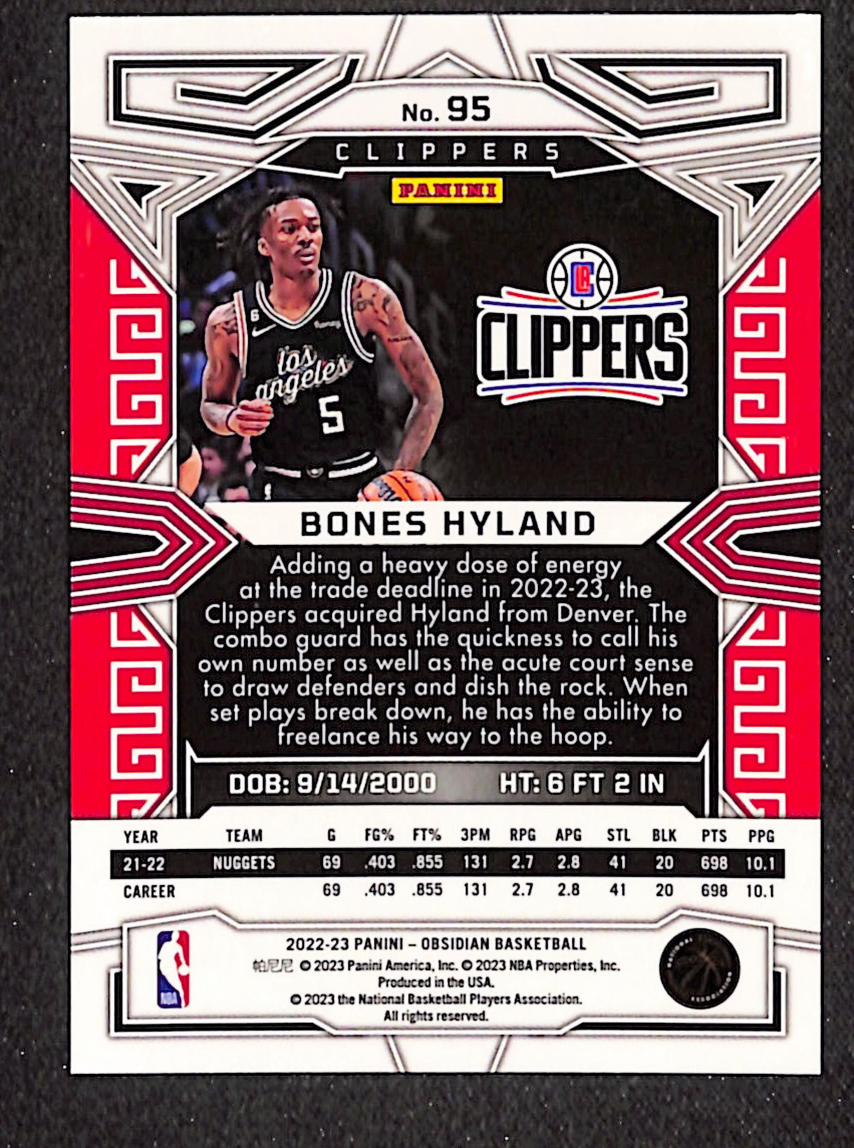 Bones Hyland 2022-23 Panini Obsidian #95