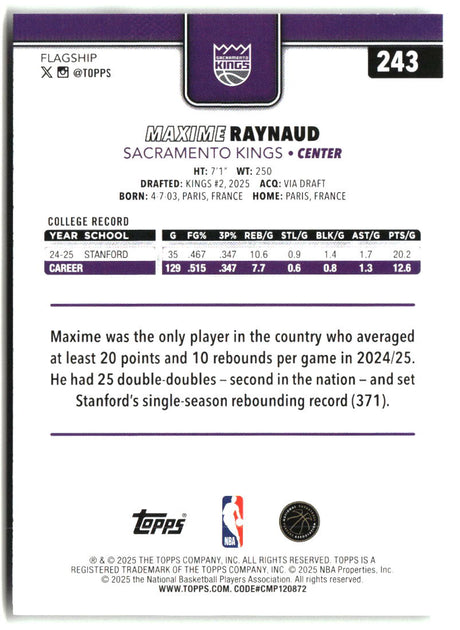 Maxime Raynaud 2025-26 Topps #243