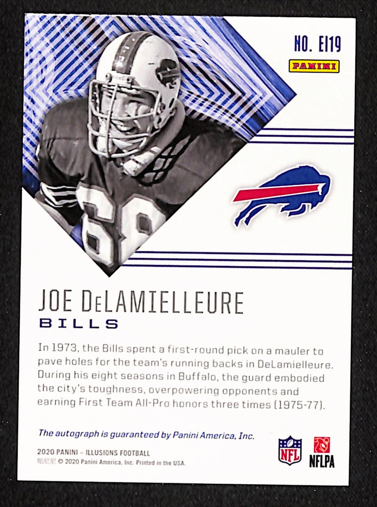 Joe DeLamielleure 2020 Panini Illusions Elusive Ink #EI19 #/99