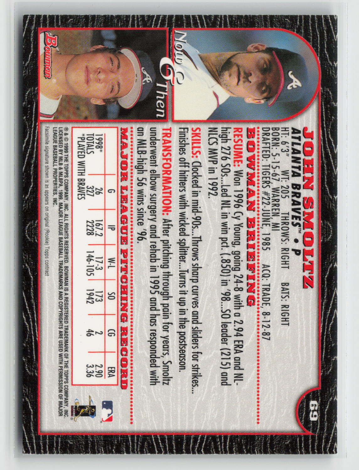 John Smoltz 1999 Bowman #69