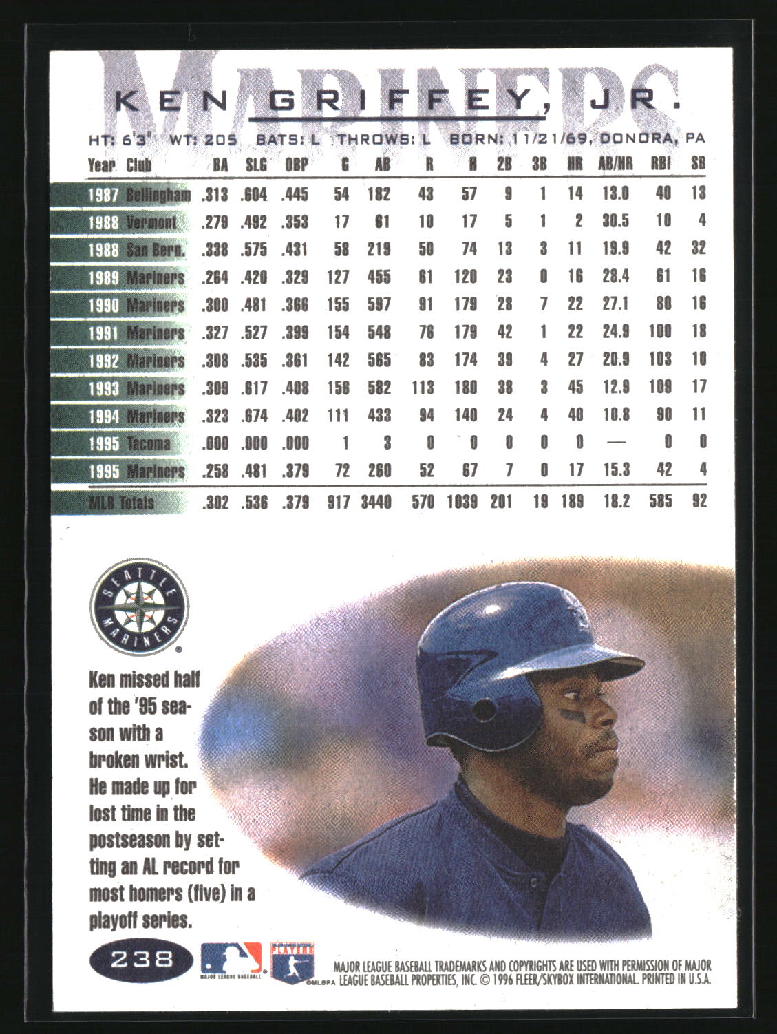Ken Griffey, Jr. 1996 Fleer #238