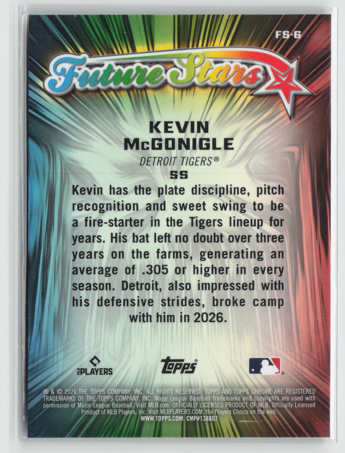 Kevin McGonigle 2026 Topps Chrome Future Stars #FS-6