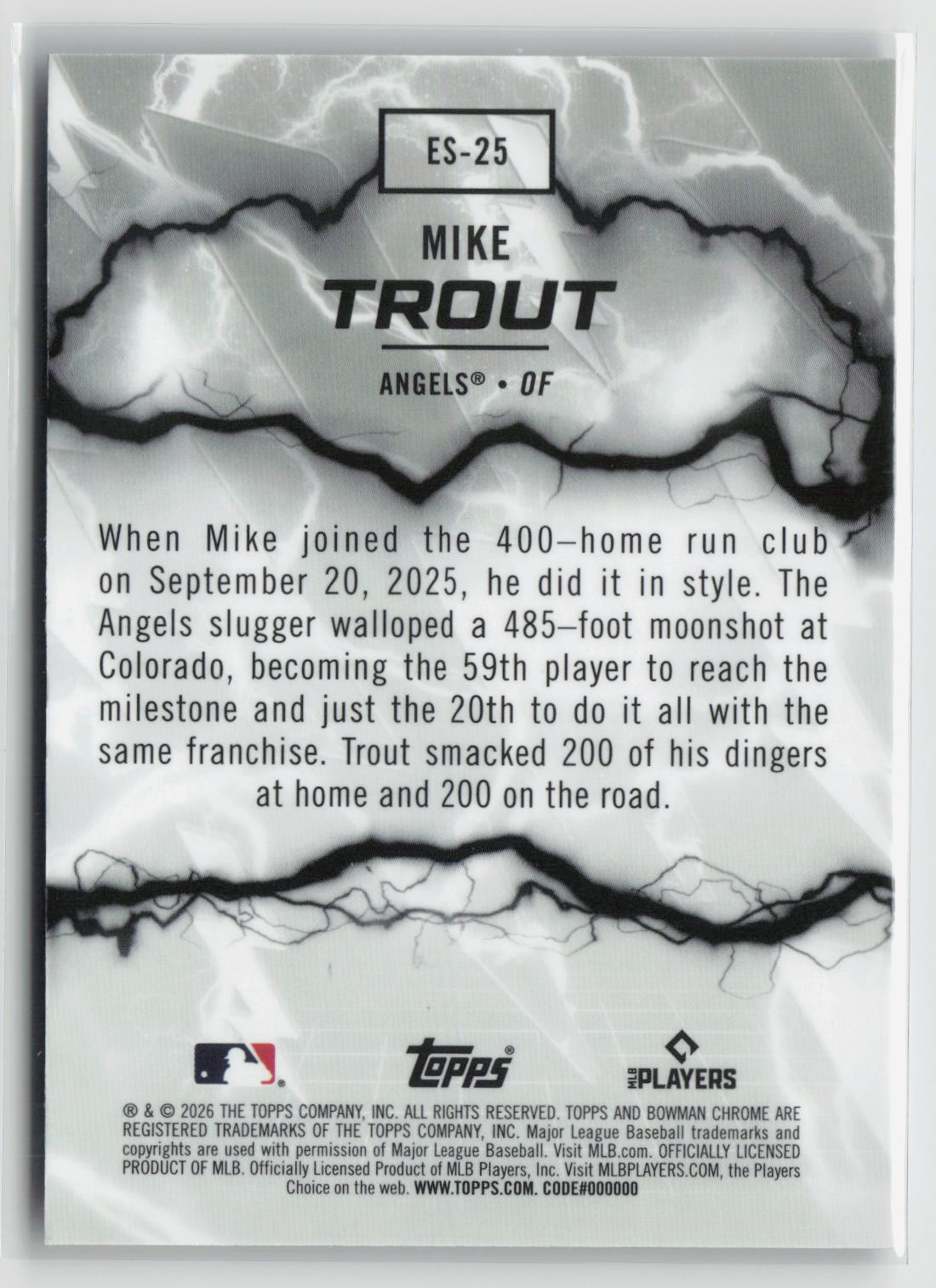 Mike Trout 2026 Bowman Electric Sluggers #ES-25