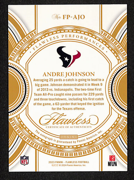 Andre Johnson 2023 Panini Flawless Performances /20 #FP-AJO