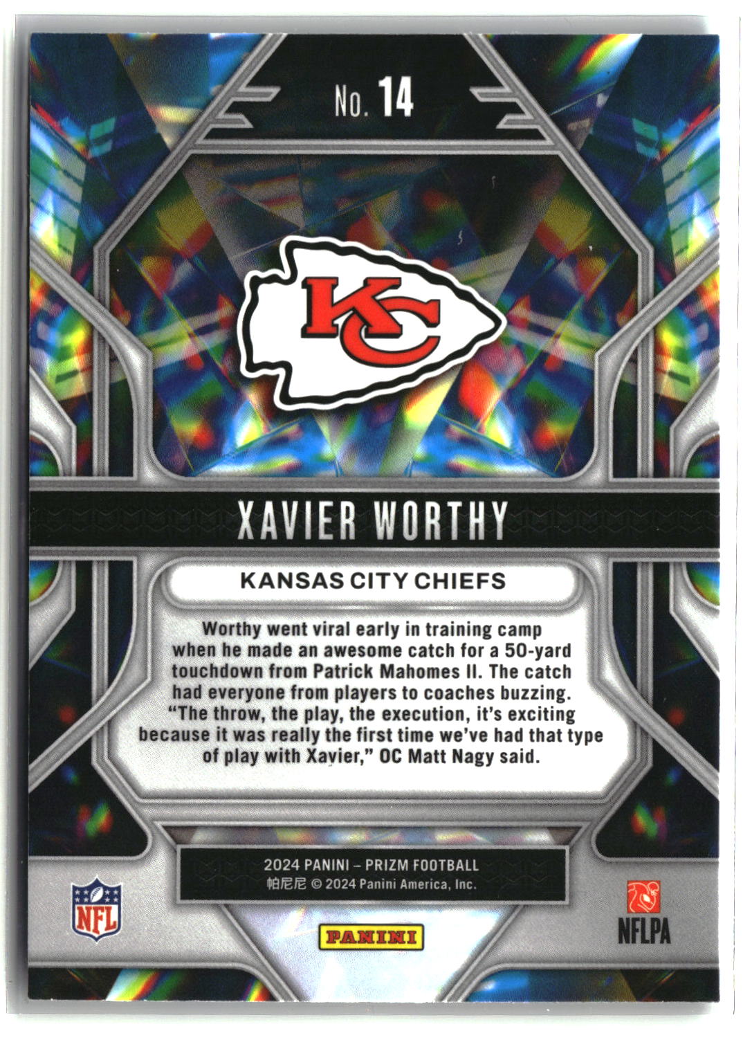 Xavier Worthy 2024 Panini Prizm Prizmatic #14