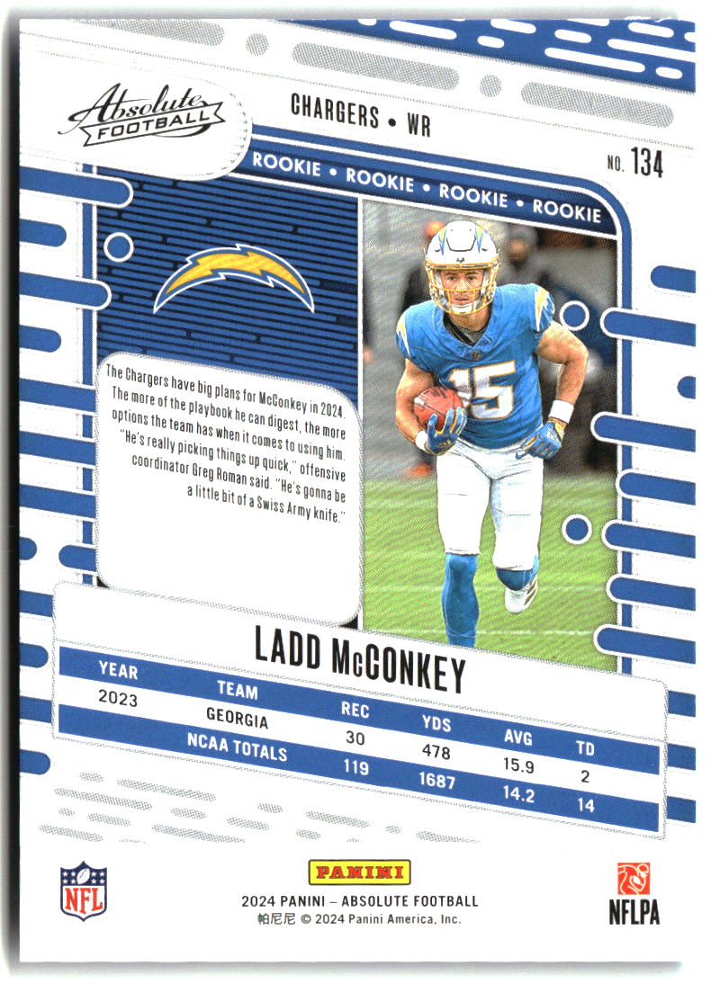 Ladd McConkey 2024 Panini Absolute Blue #134