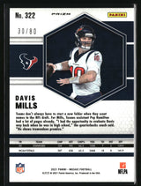 Davis Mills 2021 Panini Mosaic Choice Prizm Fusion Red and Yellow #322 #/80