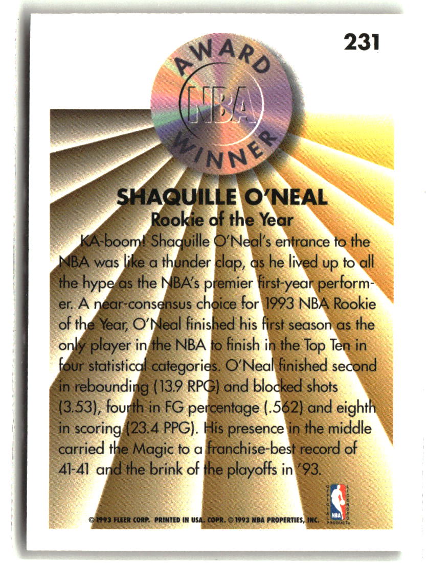 Shaquille O'Neal 1993-94 Fleer #231