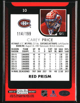 Carey Price 2021-22 O-Pee-Chee Platinum Red-Prism #10 #/199