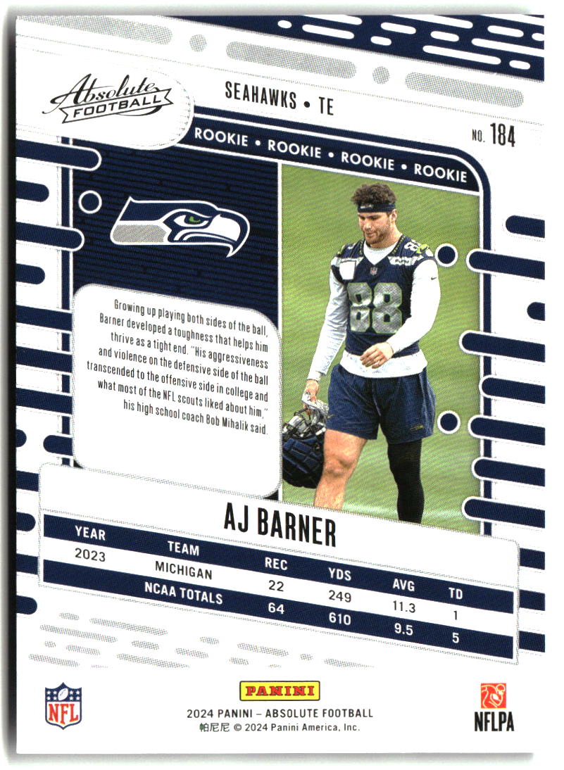 AJ Barner 2024 Panini Absolute Retail #184