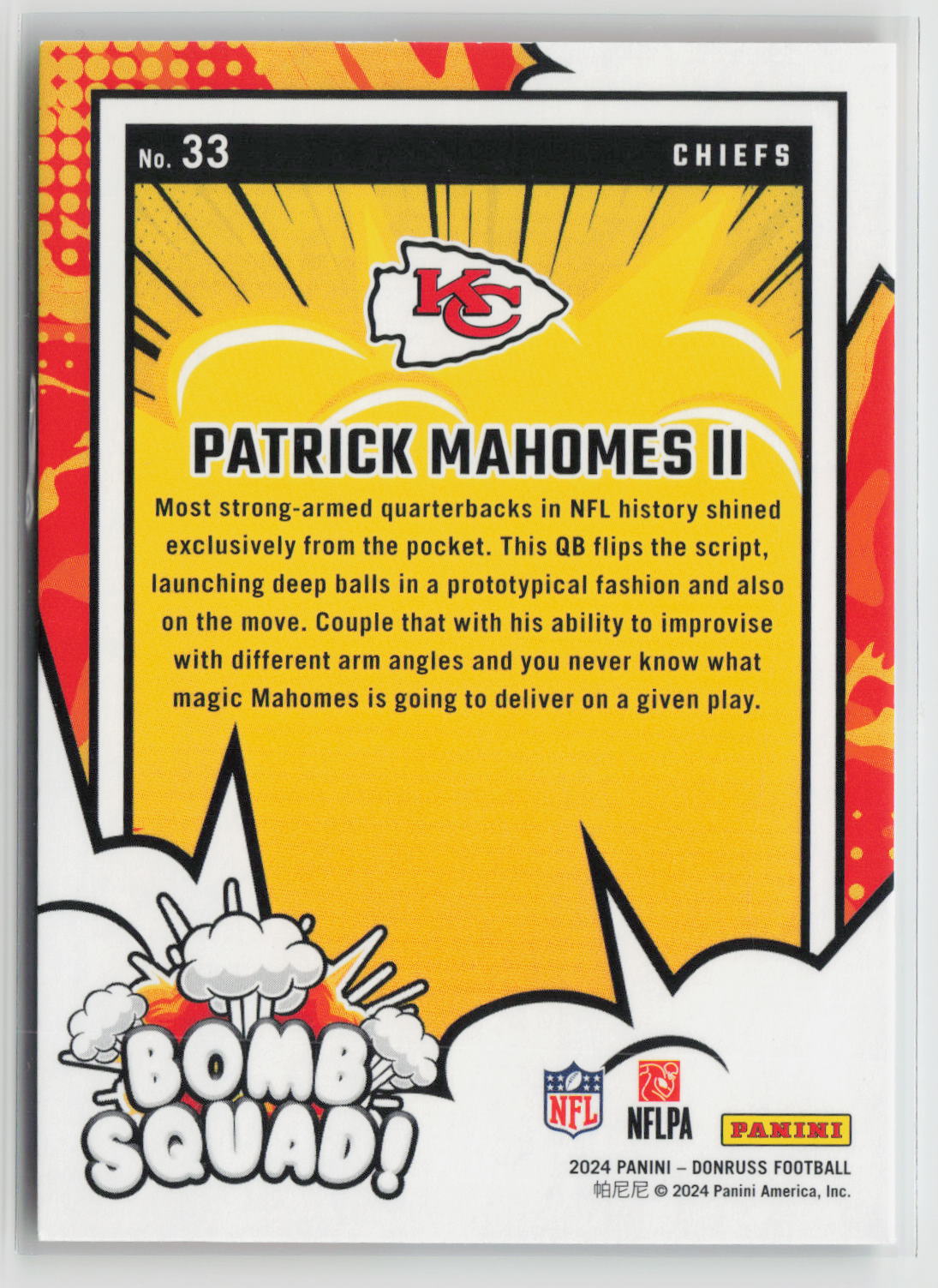 Patrick Mahomes II 2024 Donruss Bomb Squad #33