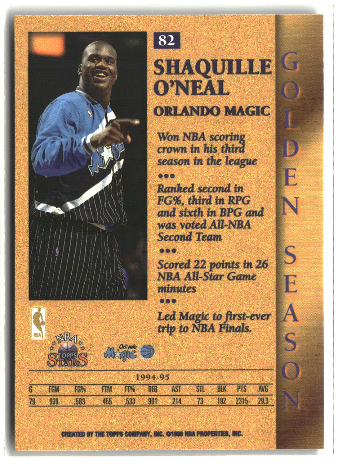 Shaquille O'Neal 1996-97 Topps Stars #82