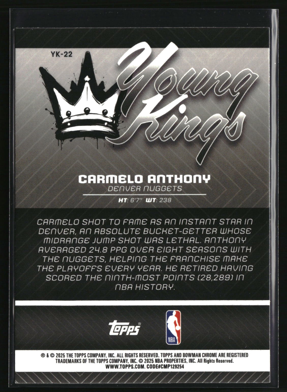 Carmelo Anthony 2025-26 Bowman Young Kings #YK-22