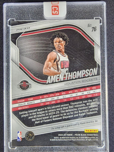 Amen Thompson 2024-25 Panini Prizm Black Base Autographs Silver Prizm #76