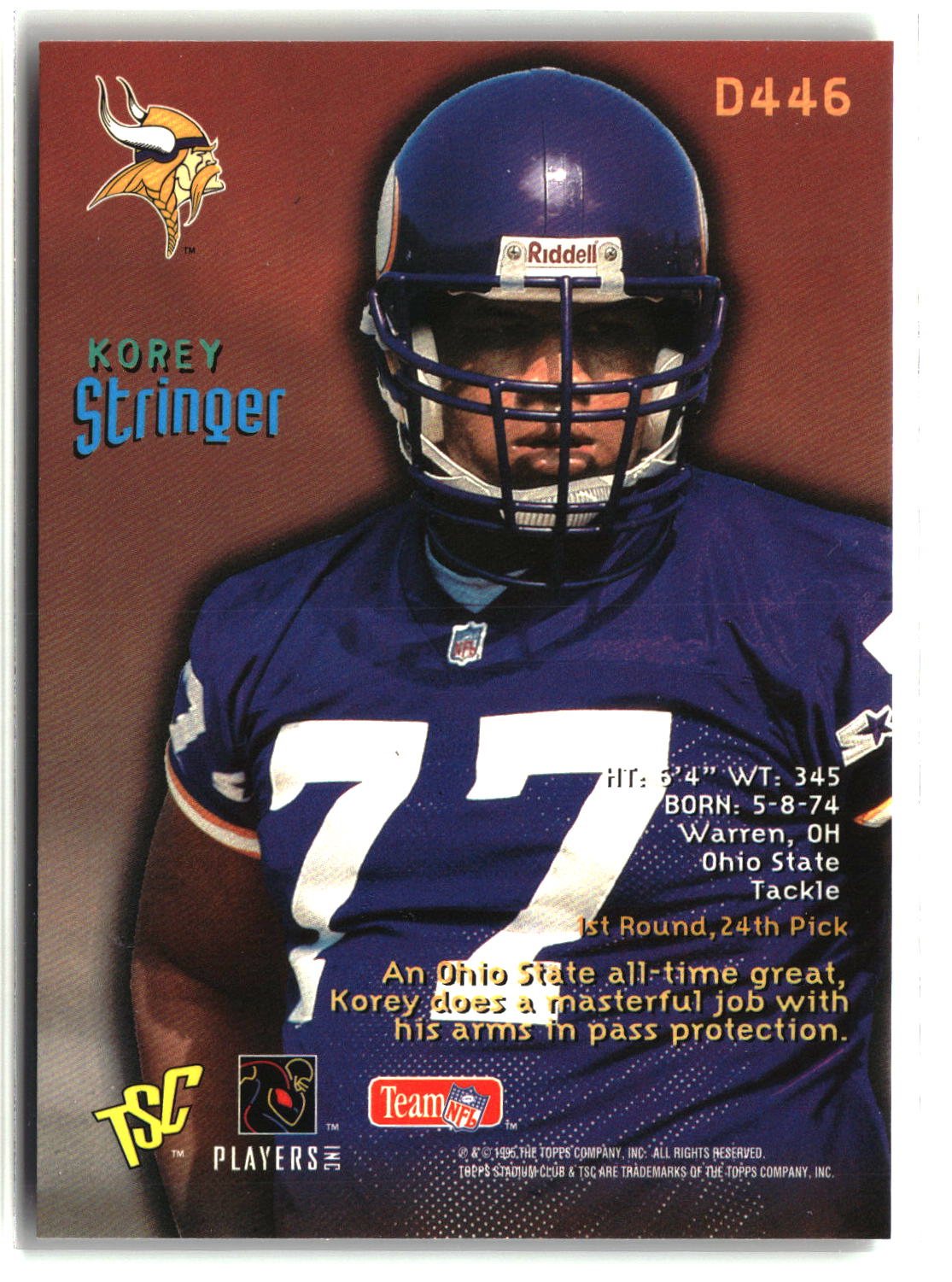 Korey Stringer 1995 Stadium Club #D446