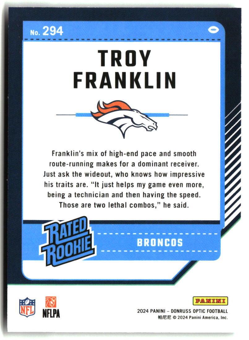 Troy Franklin 2024 Donruss Optic #294