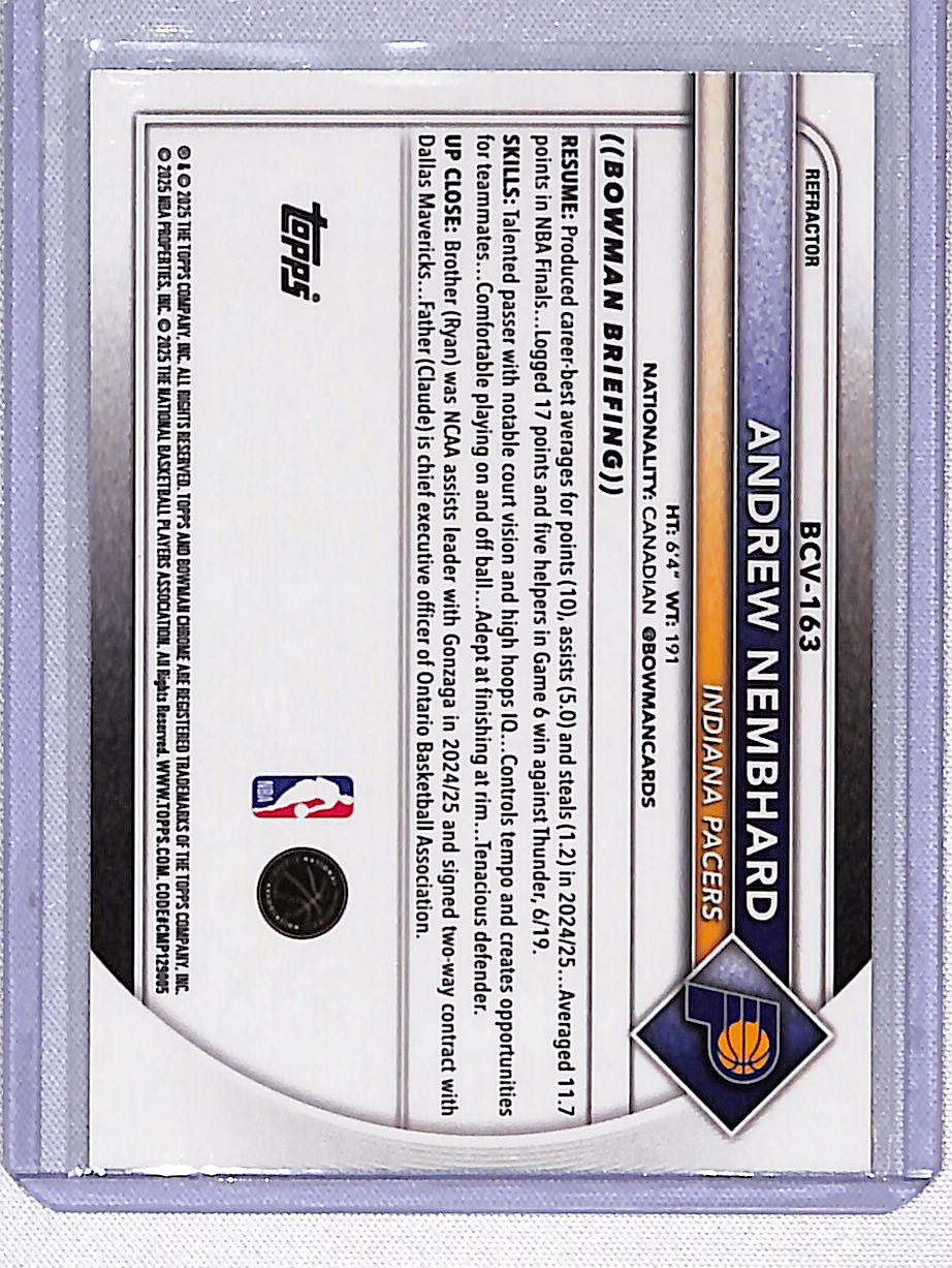 Andrew Nembhard 2025-26 Bowman Chrome Refractor #BCV-163 #/499