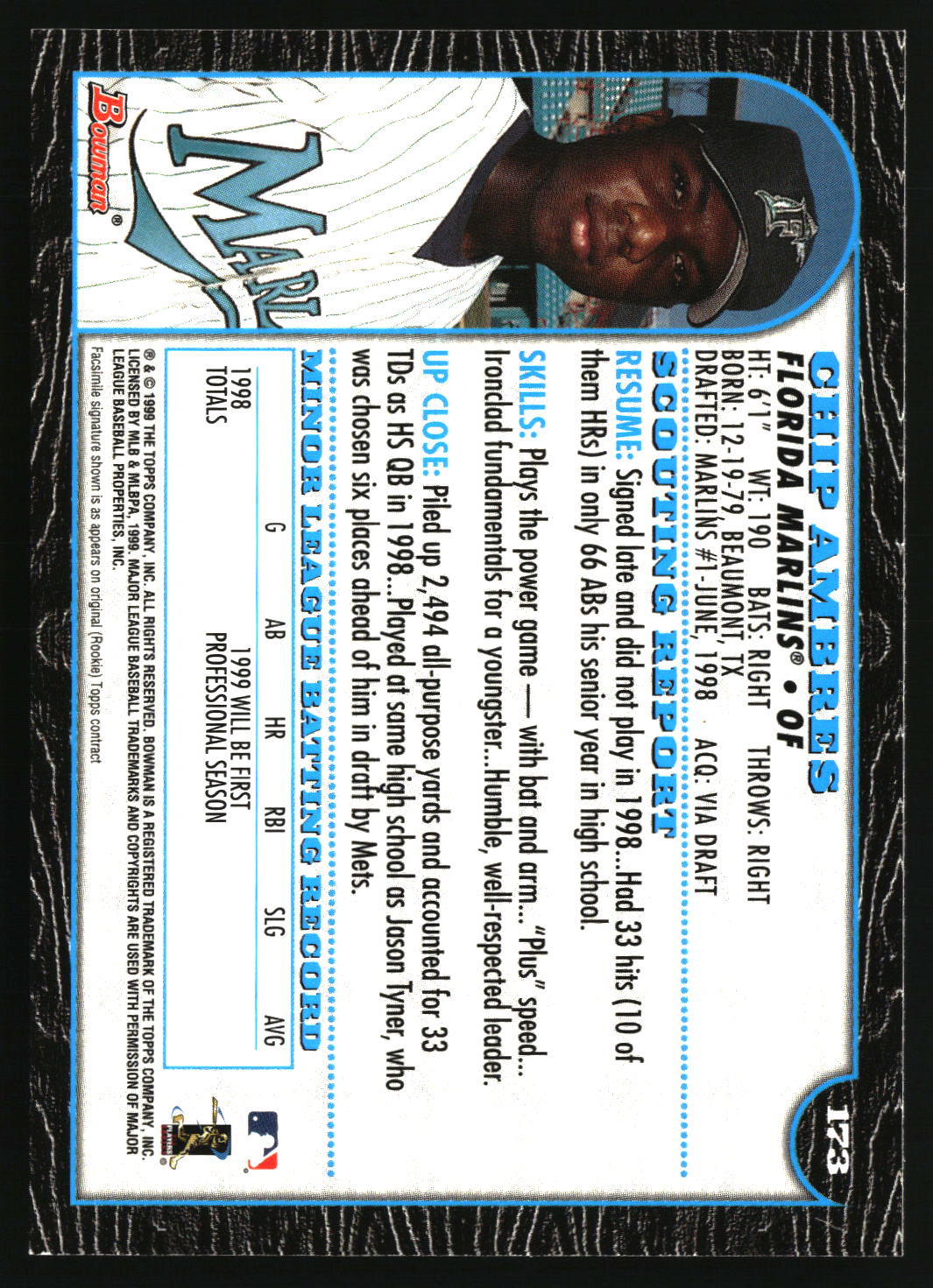 Chip Ambres 1999 Bowman #173