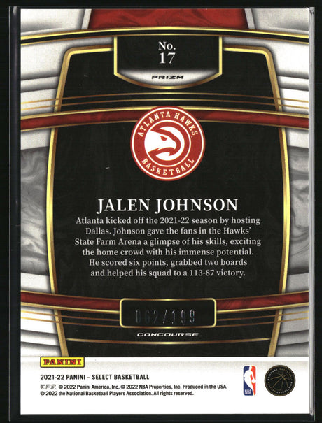 Jalen Johnson 2021-22 Panini Select Red Prizms #17 #/199