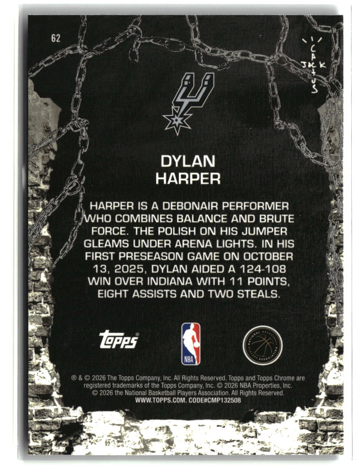 Dylan Harper 2025-26 Topps Chrome Cactus Jack #62