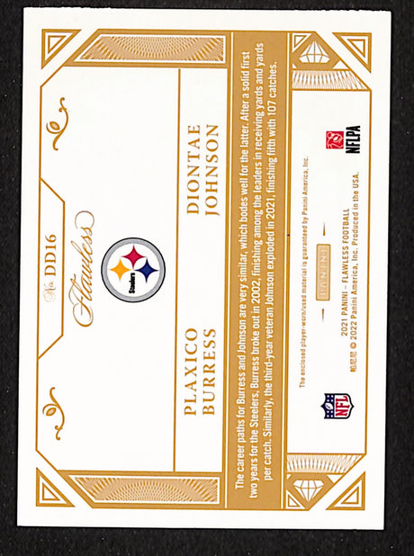 Burress / Johnson 2021 Flawless Dual Diamond Memorabilia Emerald #DD16 #/5