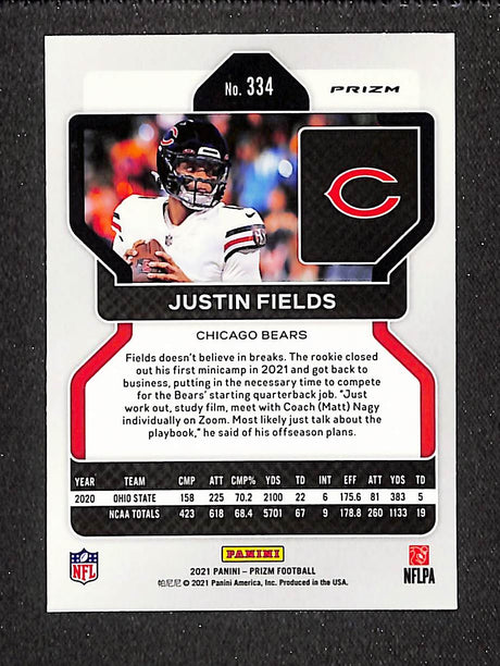 Justin Fields 2021 Panini Prizm Orange Ice #334