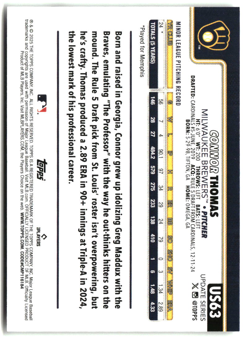Connor Thomas 2025 Topps Update #US63