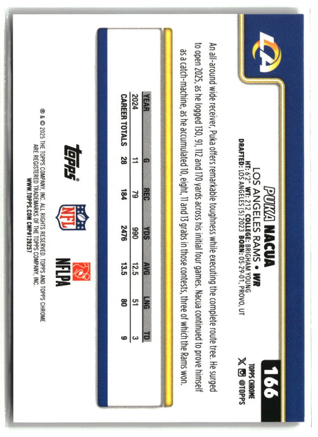 Puka Nacua 2025 Topps Chrome Football Leather Gold #166 24/50