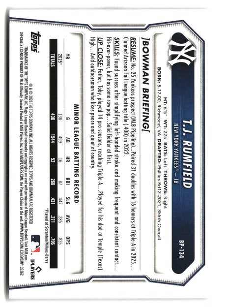 T.J. Rumfield 2026 Bowman Prospects #BP-134