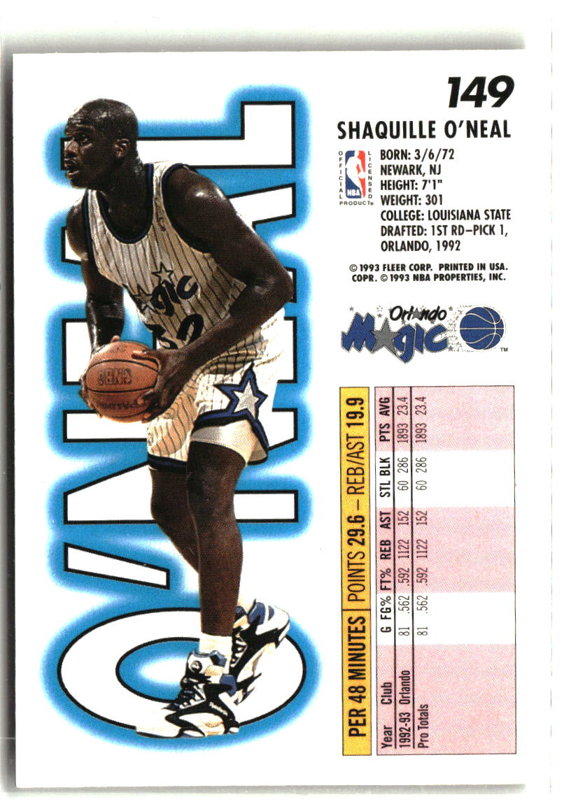 Shaquille O'Neal 1993-94 Fleer #149