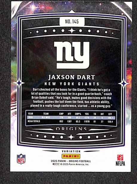 Jaxson Dart 2025 Panini Origins Rookies Variation #145
