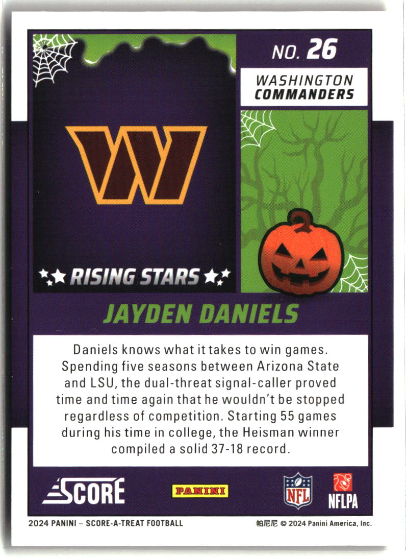 Jayden Daniels 2024 Score-A-Treat Rising Stars Orange Pumpkin #26