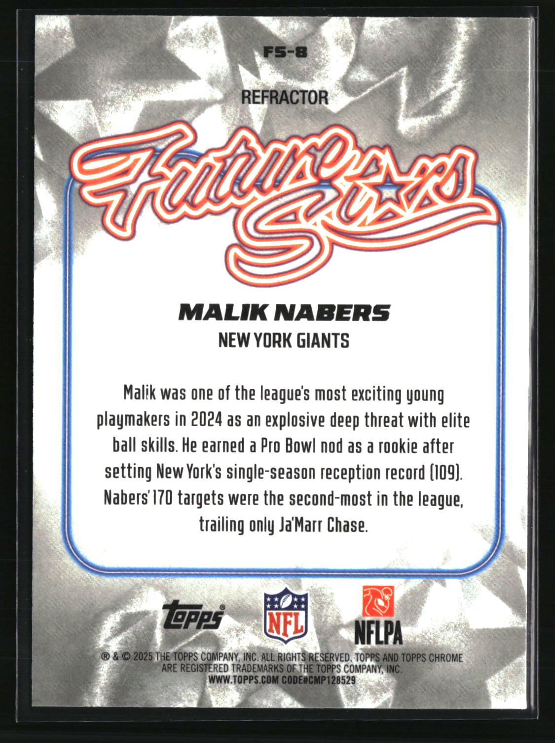 Malik Nabers 2025 Topps Chrome Football Future Stars Refractor #FS-8