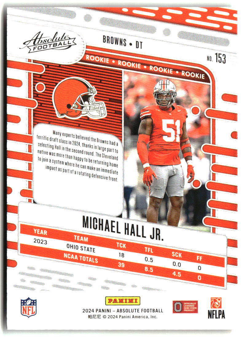Michael Hall Jr. 2024 Panini Absolute Retail #153