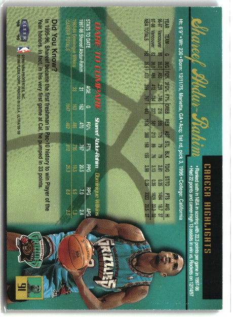 Shareef Abdur-Rahim 1998-99 Ultra #91