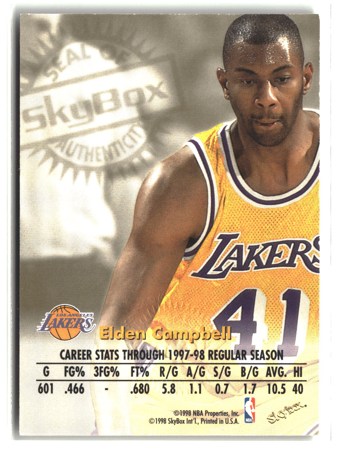 Elden Campbell 1998-99 SkyBox Premium Autographics #NNO