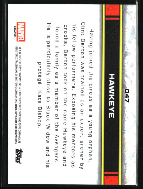 Hawkeye 2026 Topps Chrome Marvel Comics #47