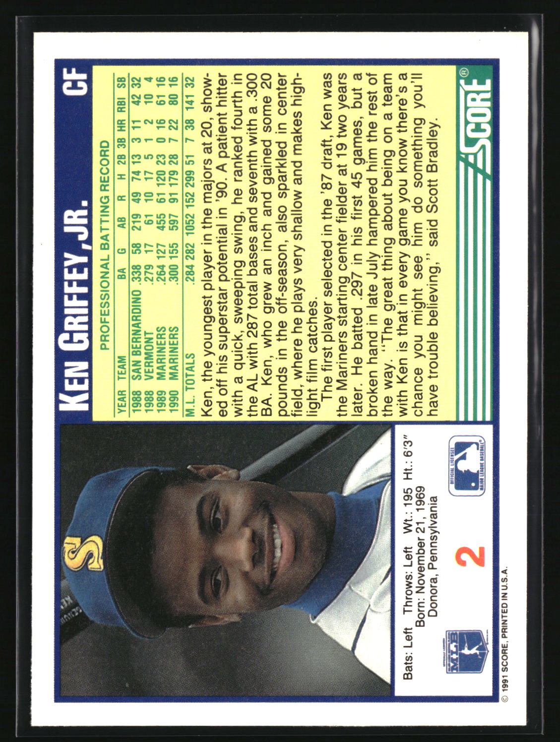 Ken Griffey, Jr. 1991 Score #2